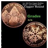 1oz .999 Fine Copper Bullion Round - Let it Snow S
