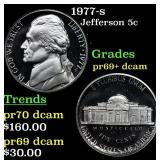 1977-s Proof Jefferson Nickel 5c Grades GEM++ Proo