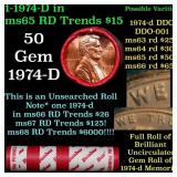 BU Shotgun Lincoln 1c roll, 1974-d 50 pcs Dunbar W