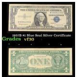 1957B $1 Blue Seal Silver Certificate Grades vf++