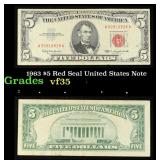 1963 $5 Red Seal United States Note Grades vf++