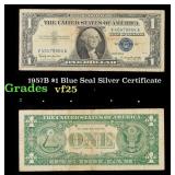 1957B $1 Blue Seal Silver Certificate Grades vf+