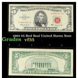1963 $5 Red Seal United States Note Grades vf++