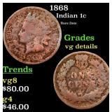 1868 Indian Cent 1c Grades vg details