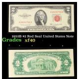 1953B $2 Red Seal United States Note Grades xf