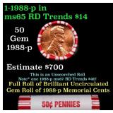 BU Shotgun Lincoln 1c roll, 1988-p 50 pcs Bank Wra