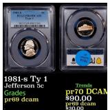 1981-s Ty 1 Proof Jefferson Nickel 5c pr69 dcam PC