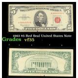 1963 $5 Red Seal United States Note Grades vf++