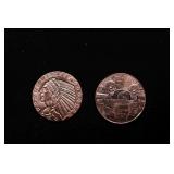 Group of Two 1oz .999 Fine Copper Bullion Rounds -