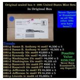 Original sealed box of 5x 1981 United States Mint