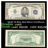 1934C $5 Blue Seal Silver Certificate Grades Selec