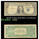 1957B $1 Blue Seal Silver Certificate Grades vf+
