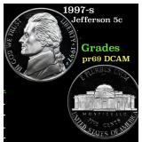 1997-s Proof Jefferson Nickel 5c Grades GEM++ Proo