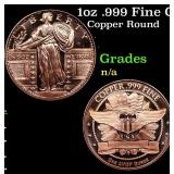 1oz .999 Fine Copper Bullion Round - Standing Libe