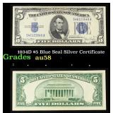 1934D $5 Blue Seal Silver Certificate Grades Choic