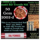 BU Shotgun Lincoln 1c roll, 2002-d 50 pcs Bank Wra