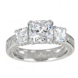 Decadence Sterling SIlver 8mm Cushion Cut 3 Stone
