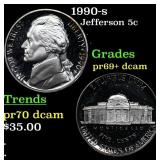 1990-s Proof Jefferson Nickel 5c Grades GEM++ Proo