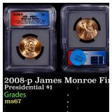 2008-p James Monroe Presidential Dollar First Day