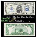 1934A $5 Blue Seal Silver Certificate Grades Gem C