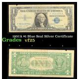 1957A $1 Blue Seal Silver Certificate Grades vf+