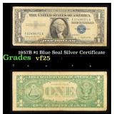 1957B $1 Blue Seal Silver Certificate Grades vf+