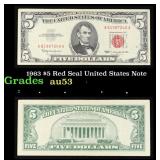 1963 $5 Red Seal United States Note Grades Select