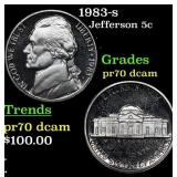 1983-s Proof Jefferson Nickel 5c Graded pr70 dcam