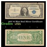 1957 $1 Blue Seal Silver Certificate Grades vf+