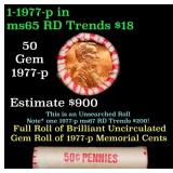 BU Shotgun Lincoln 1c roll, 1977-p 50 pcs Bank Wra