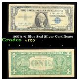 1957A $1 Blue Seal Silver Certificate Grades vf+