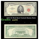 1963 $5 Red Seal United States Note Grades Choice