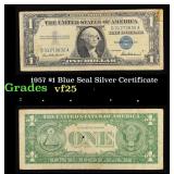 1957 $1 Blue Seal Silver Certificate Grades vf+
