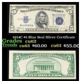 1934C $5 Blue Seal Silver Certificate Grades Selec