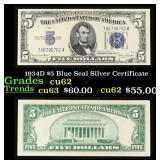1934D $5 Blue Seal Silver Certificate Grades Selec