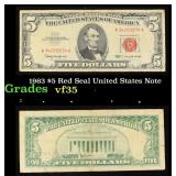 1963 $5 Red Seal United States Note Grades vf++