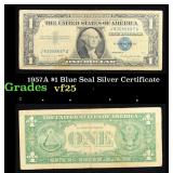 1957A $1 Blue Seal Silver Certificate Grades vf+
