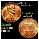 1967-p Lincoln Cent 1c Grades GEM+ Unc RD