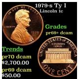 1979-s Ty I Proof Lincoln Cent 1c Grades GEM++ Pro