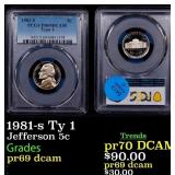 1981-s Ty 1 Proof Jefferson Nickel 5c pr69 dcam PC