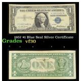 1957 $1 Blue Seal Silver Certificate Grades vf++