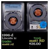 1996-d Lincoln Cent 1c ms66 rd PCGS
