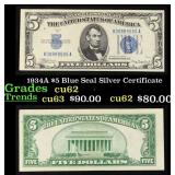 1934A $5 Blue Seal Silver Certificate Grades Selec