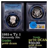 1981-s Ty 1 Proof Kennedy Half Dollar 50c pr69 dca