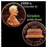 1988-s Proof Lincoln Cent 1c Grades GEM++ Proof De
