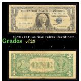 1957B $1 Blue Seal Silver Certificate Grades vf+