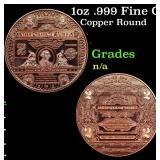 1oz .999 Fine Copper Bullion Round -  $2 Note Styl