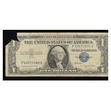 1957A $1 Blue Seal Silver Certificate Grades vf+