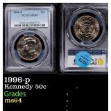 1996-p Kennedy Half Dollar 50c ms64 PCGS