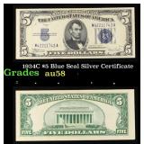 1934C $5 Blue Seal Silver Certificate Grades Choic